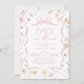 Baby in bloei Roze Bow Qr Code Foto baby shower Kaart (Voorkant)