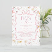 Baby in bloei Roze Bow Qr Code Foto baby shower Kaart (Staand voorkant)