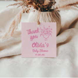 Baby in bloei roze getekende bloem Baby shower Bedankjes Labels