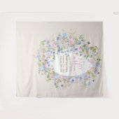 Baby in bloei roze paarse blauwe boho Wildbloemen Wandkleed (Voorkant (horizontaal))