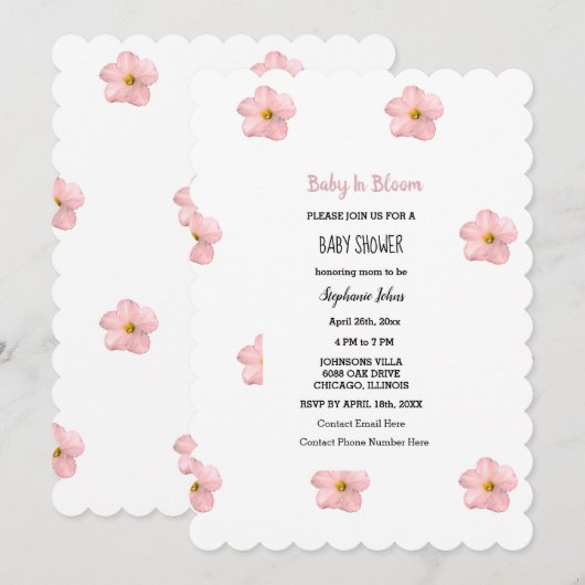 Baby in bloei roze petunia bloemig Baby shower mei Kaart (Voorkant / Achterkant)