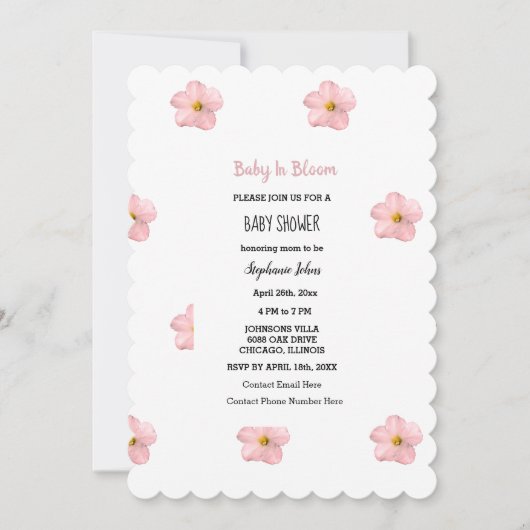 Baby in bloei roze petunia bloemig Baby shower mei Kaart (Voorkant)