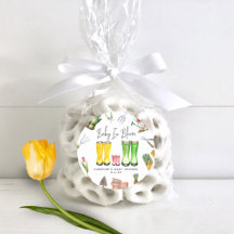 Baby in bloei roze regenlaarzen tuin Baby shower