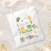 Baby in bloei roze regenlaarzen tuinieren bedankzakje (Geknipt)