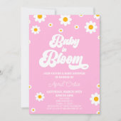 Baby in bloei roze Retro Daisy Flower Baby shower Kaart (Voorkant)