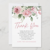 Baby in bloei roze roos bloemig Baby shower Bedankkaart (Voorkant)