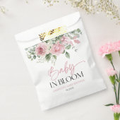 Baby in bloei roze roos bloemig Baby shower Bedankzakje (Gezegeld)