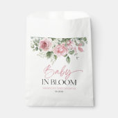 Baby in bloei roze roos bloemig Baby shower Bedankzakje (Voorkant)