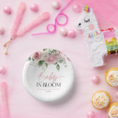 Baby in bloei roze roos bloemig Baby shower Papieren Kommen (Feest)