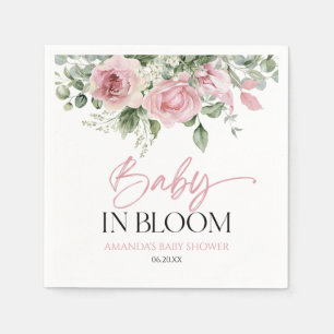 Baby in bloei roze roos bloemig Baby shower Servet