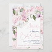 Baby in bloei roze rozen bloemig Baby shower Kaart (Voorkant)