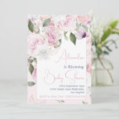 Baby in bloei roze rozen bloemig Baby shower Kaart (Staand voorkant)