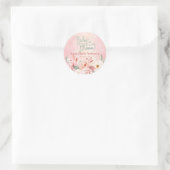 Baby in bloei roze Waterverf bloemig Baby shower Ronde Sticker (Tas)