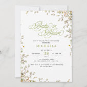 Baby in bloei rustiek Baby shower Waterverf blader Kaart (Voorkant)