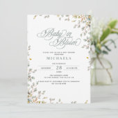 Baby in bloei rustiek Baby shower Waterverf blader Kaart (Staand voorkant)