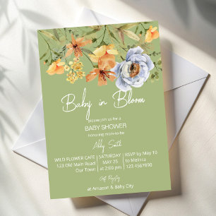 Baby in bloei salie groene baby shower kaart