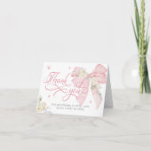 Baby in bloei Schattige roze boog Baby shower dank Bedankkaart (Voorkant)