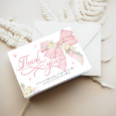 Baby in bloei Schattige roze boog Baby shower dank Bedankkaart