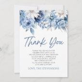 Baby in bloei stoffig blauw bloemig Baby shower Bedankkaart (Voorkant)