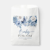 Baby in bloei stoffig blauw bloemig Baby shower Bedankzakje (Voorkant)