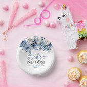 Baby in bloei stoffig blauw bloemig Baby shower Papieren Kommen (Feest)