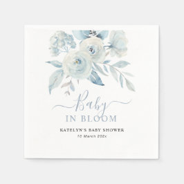 baby in bloei stoffig blauw bloemig baby shower servet