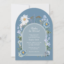 Baby in bloei stoffig blauw botanisch Baby shower Kaart