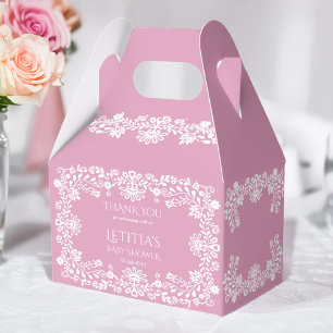 Baby in bloei stoffig roze Mexicaans baby shower Bedankdoosjes