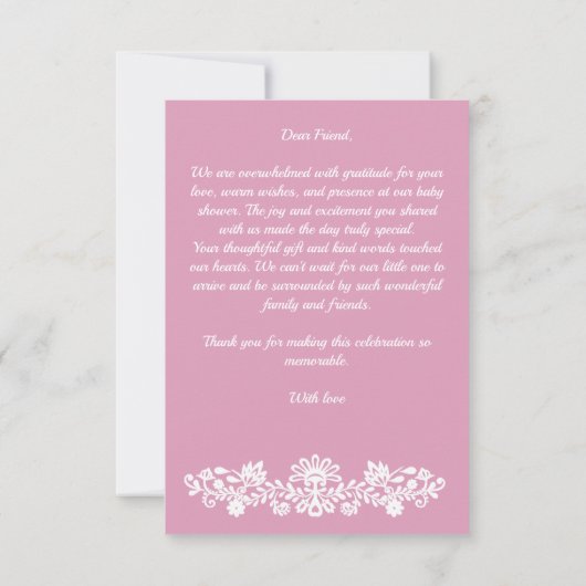 Baby in bloei stoffig roze Mexicaans baby shower Bedankkaart (Achterkant)