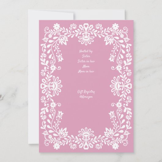 Baby in bloei stoffig roze Mexicaans baby shower Kaart (Achterkant)