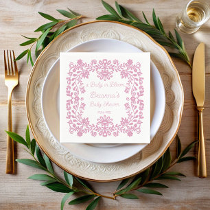 Baby in bloei stoffig roze Mexicaans baby shower Servet