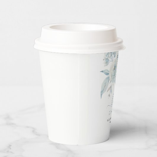 baby in bloei stoffige blauwe bloemen baby shower papieren bekers (Rechts)