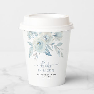 baby in bloei stoffige blauwe bloemen baby shower papieren bekers