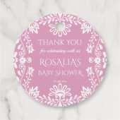Baby in bloei stoffige roze Mexicaanse baby shower Bedankjes Labels (Voorkant)