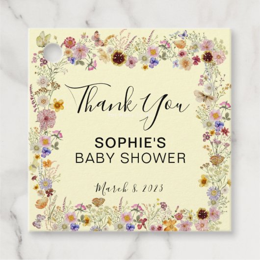 Baby in bloei tuin vlinders Baby shower Bedankjes Labels (Voorkant)