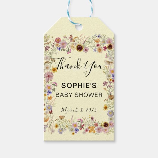 Baby in bloei tuin vlinders Baby shower Cadeaulabel (Voorkant)