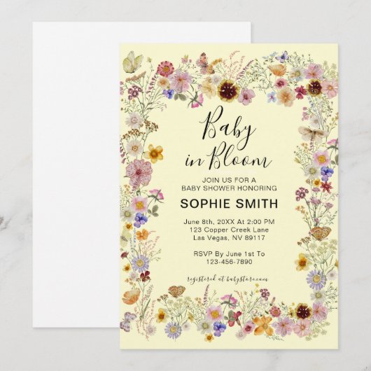 Baby in bloei tuin vlinders Baby shower Kaart (Voorkant / Achterkant)