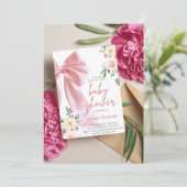 Baby in bloei uitnodiging, Baby shower uitnodiging (Staand voorkant)