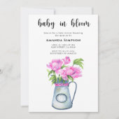 Baby in bloei Vaas met bloemen baby shower Kaart (Voorkant)