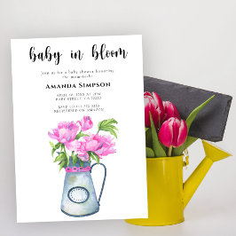 Baby in bloei Vaas met bloemen baby shower Kaart