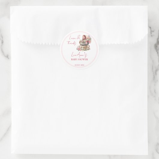 Baby in bloei  vervoer baby shower gunst ronde sticker (Tas)