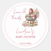 Baby in bloei  vervoer baby shower gunst ronde sticker (Voorkant)