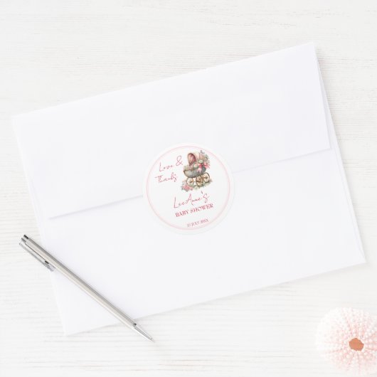 Baby in bloei  vervoer baby shower gunst ronde sticker (Envelop)