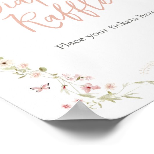 Baby in bloei vlinder Baby shower luier Raffle Poster (Hoek)