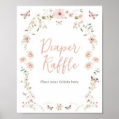 Baby in bloei vlinder Baby shower luier Raffle Poster (Voorkant)
