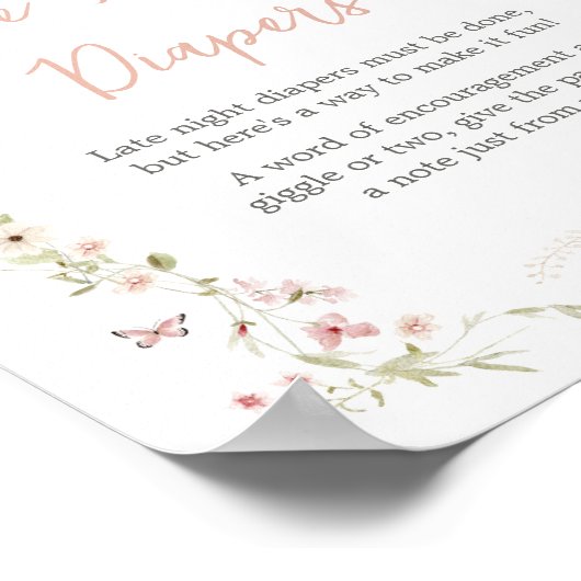 Baby in bloei vlinder late nacht luiers poster (Hoek)