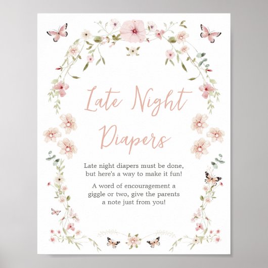 Baby in bloei vlinder late nacht luiers poster (Voorkant)