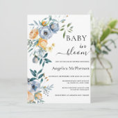 BABY IN BLOEI WATERVERF ABRIKOOS BLAUWE WILDE BLOE KAART (Staand voorkant)