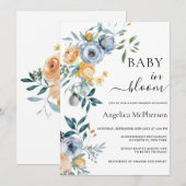 BABY IN BLOEI WATERVERF ABRIKOOS BLAUWE WILDE BLOE KAART (Voorkant / Achterkant)