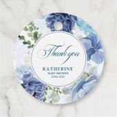 Baby in bloei waterverf bloemenblauw baby shower bedankjes labels (Achterkant)